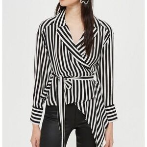 Lea & Viola asymmetrical striped blouse
